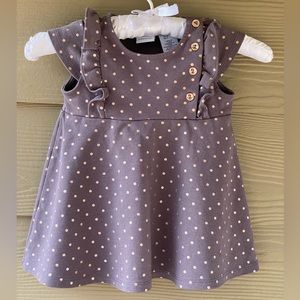 Tahari Girls Gray Gold Polka Dot Dress Size 3T